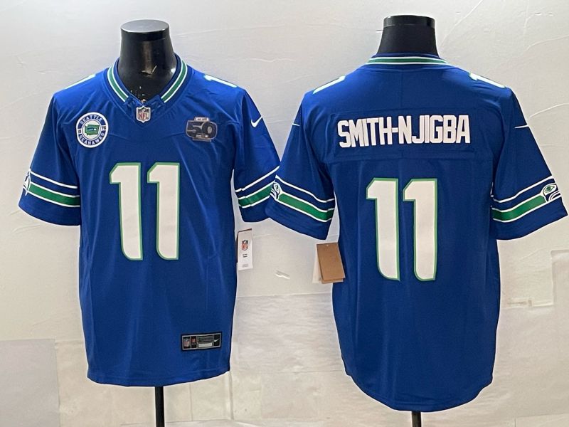Men 2026 Seattle Seahawks #11 Smith-Njigba Blue 4th generation Nike Limited NFL Jersey style 01->san diego padres->MLB Jersey